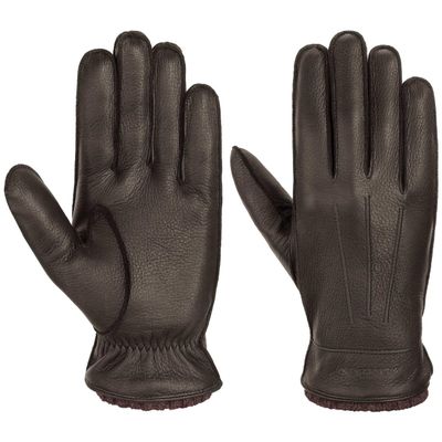 Stetson Deer Cashmere Leather Gloves, Men’s, Solid Dark Brown, Fall/Winter, Size 8 1/2