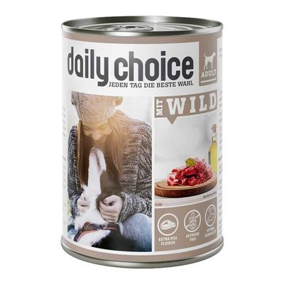 DAILY CHOICE Venison Wet Food for Adult Dogs with Natural Ingredients and Superfoods, Grain-Free Complete Food Without Additives, 24 x 400 g