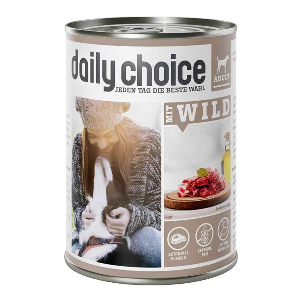 DAILY CHOICE Venison Wet Food for Adult Dogs with Natural Ingredients and Superfoods, Grain-Free Complete Food Without Additives, 24 x 400 g