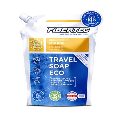 FIBERTEC Travel Soap Eco 500 ml – 3-in-1 Liquid Travel Soap