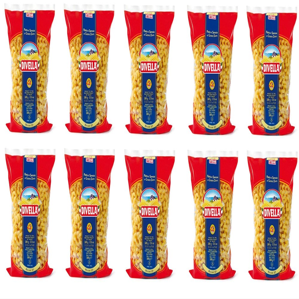 10 x Divella 100% Italian Pasta No. 37 Riccioli, 500 g