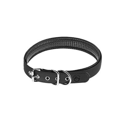 Farm-Land Comfort Padded Faux Leather Dog Collar, Black, 40 cm
