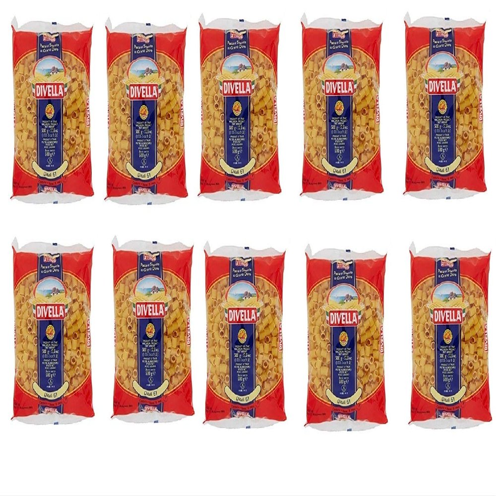 10x Divella Pasta 100% Italian N. 61 Ditali, 500 g