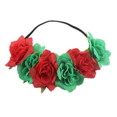 Cheerlife Flower Headband, Red and Green, for Christmas, Halloween, Festivals & Parties
