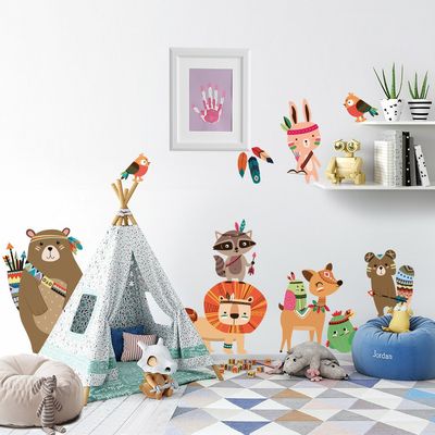 Kina R00431 Kids’ Wall Stickers, Forest Graphic, Fabric Effect, 120 × 30 cm