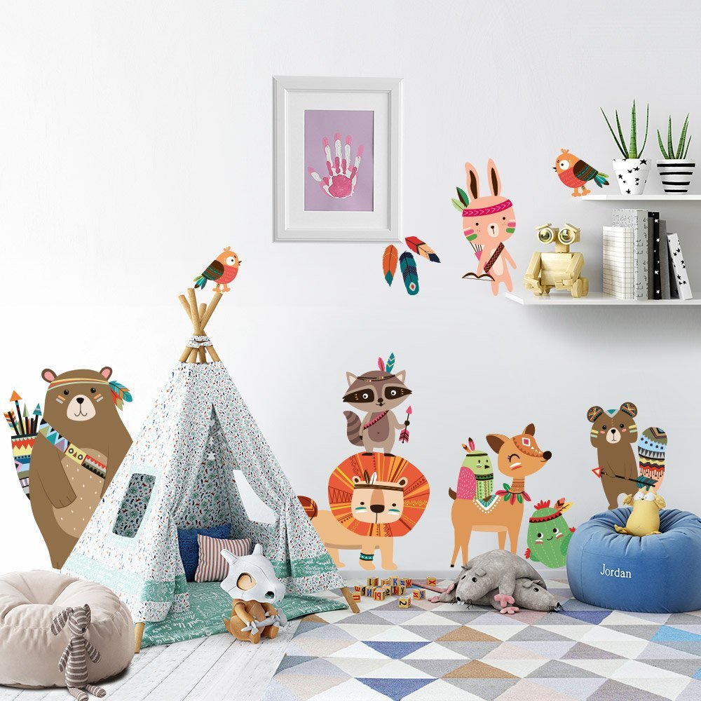Kina R00431 Kids’ Wall Stickers, Forest Graphic, Fabric Effect, 120 × 30 cm