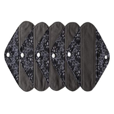 MUMBABY 5-Piece Bamboo Panty Liners, Black Lace, 20.3 cm
