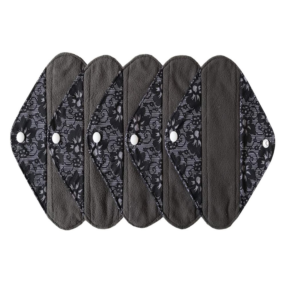MUMBABY 5-Piece Bamboo Panty Liners, Black Lace, 20.3 cm