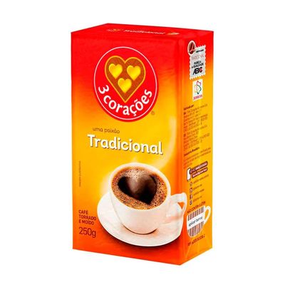 Premium Brazilian Coffee, Roasted and Ground, Vacuum-Packed 250 g – Caf Tres CORAES Tradicional 250 g