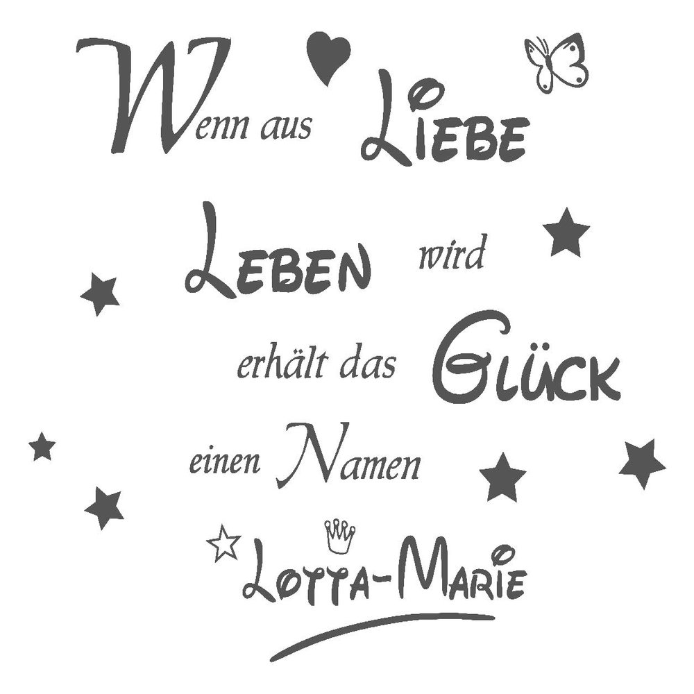 timalo Personalized Wall Decal “When Love Becomes Life, Happiness Gets a Name” – Child’s Name, Hazelnut Brown, 80 x 70