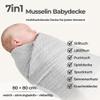 Nordic Coast Muslin Baby Blanket, Swaddle, Play Blanket & Burp Cloth (Gray) view 2
