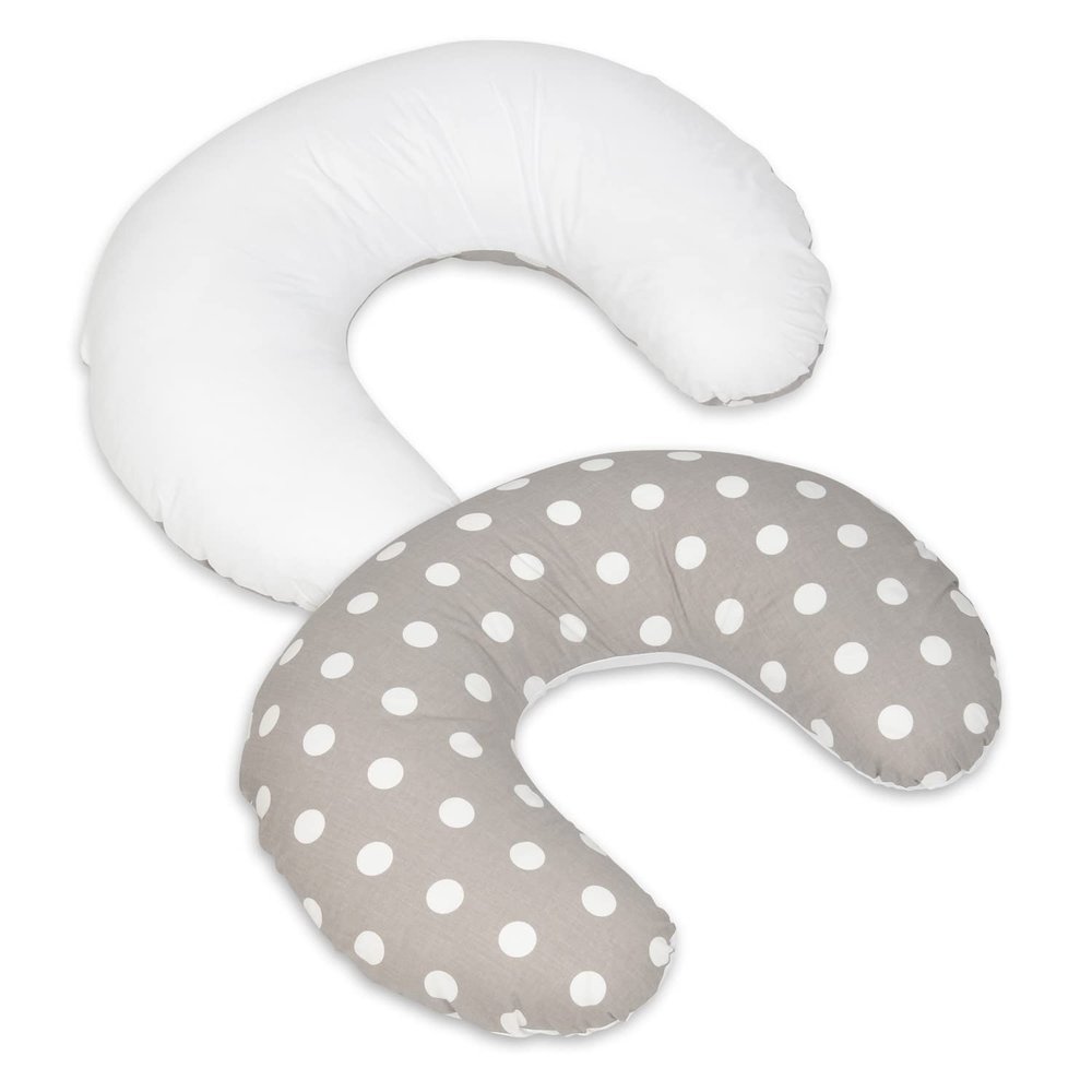 Velinda Small Nursing Pillow, Positioning Pillow, Baby Pillow and Sleep Aid, Cozy (Pattern: Polka-Dot Gray-White)
