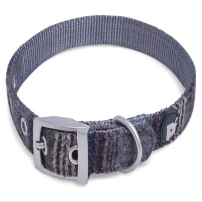 Petface Dog Collar, Tweed, Size M, Gray