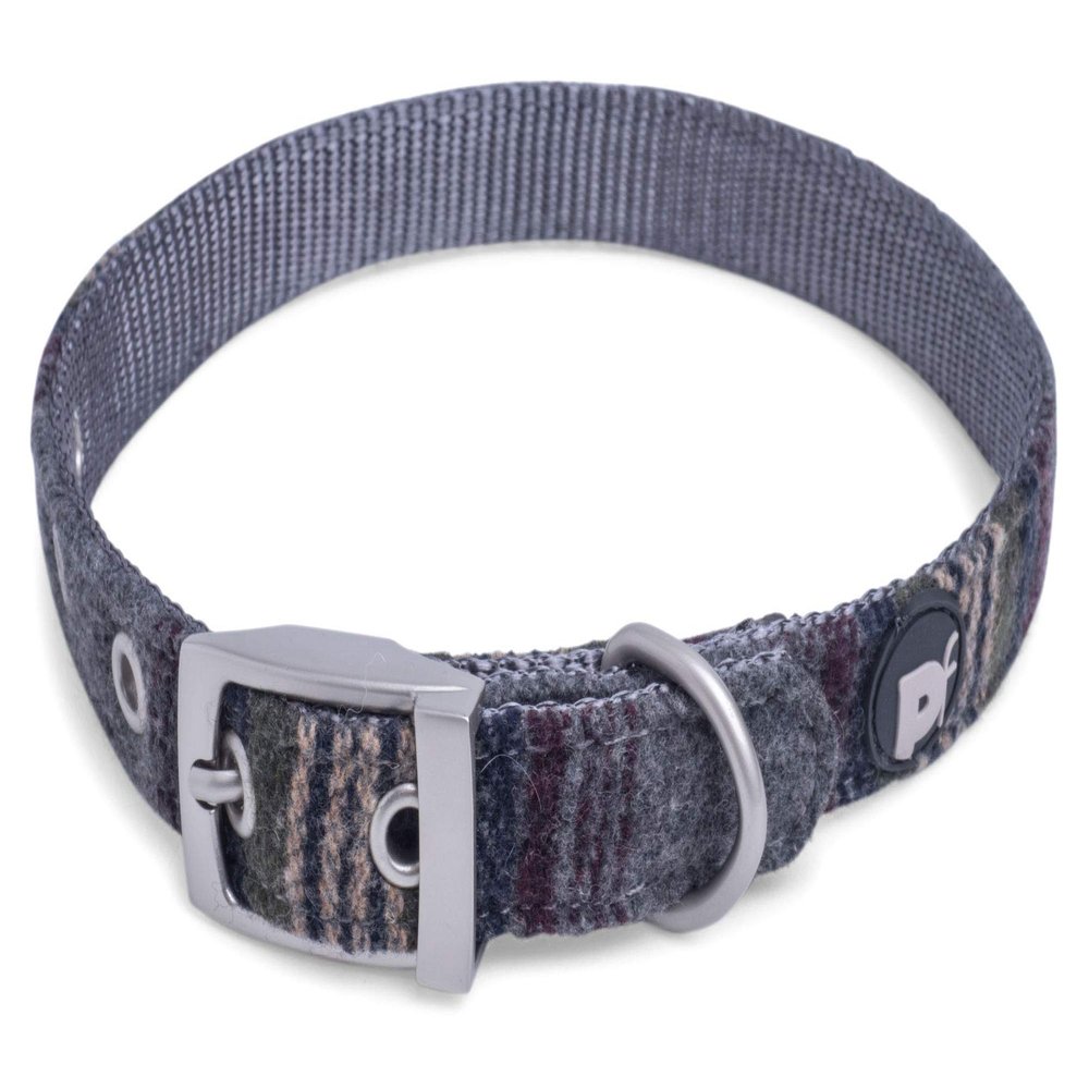 Petface Dog Collar, Tweed, Size M, Gray