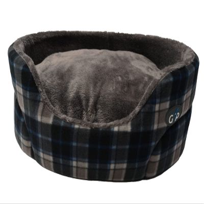 Gor Pets Essence Standard Bed in Soft Fleece, Size M, 60 cm, Gray Check Pattern