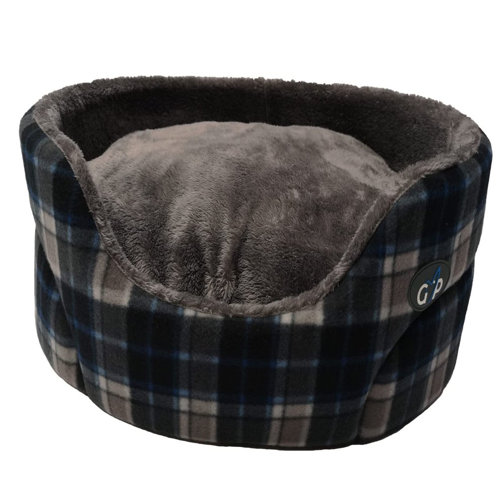 Gor Pets Essence Standard Bed in Soft Fleece, Size M, 60 cm, Gray Check Pattern