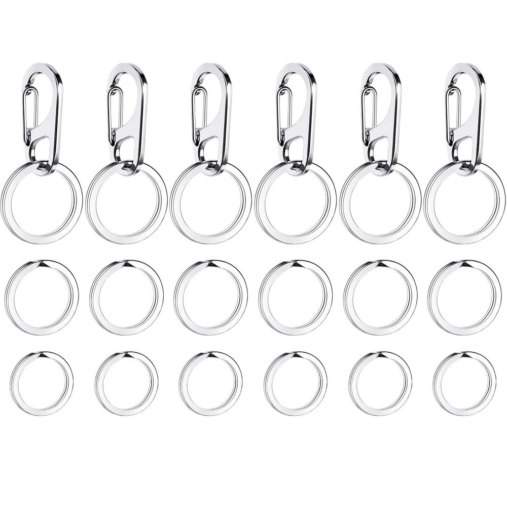 Boao 6-Pack Pet ID Tag Clips with 18 Durable Stainless Steel Rings