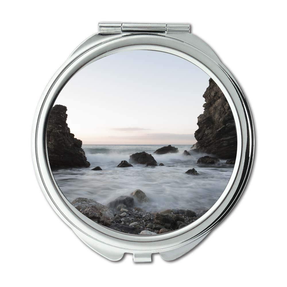YENDOSTEEN Mirror, Makeup Mirror, Black-and-White Dawn, Pocket Mirror, Portable Mirror