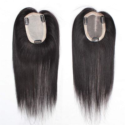 Straight Human Hair Topper with Clips, 8.9 x 14 cm, Hand-Tied Mono Crown, 25.4 cm