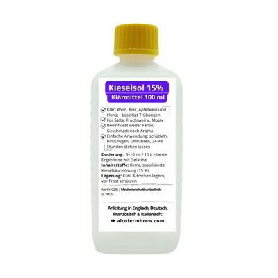 15% Kieselsol Clarifier - 100 ml Bottle for Wine, Beer & Cider