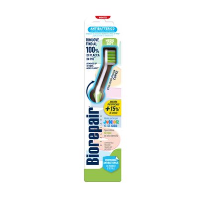 Biorepair Junior Toothbrush for Children Ages 6–12, Medium-Soft Bristles