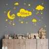 Wall Decal for Babies, Customizable, Clouds, Stars, Moon and Bird [Medium Yellow] view 1