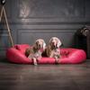 tierlando Orthopedic Dog Bed SAMMY EASY CLEAN with Viscoelastic Mattress, High Faux Leather Rim, 140 x 105 cm, Color 04 Dark Red view 2