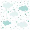 142 Wall Decal Clouds, Stars and Dots Set, Mint Green and Blue, 87 Pieces, 1500 x 840 mm view 1