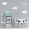 142 Wall Decal Clouds, Stars and Dots Set, Mint Green and Blue, 87 Pieces, 1500 x 840 mm view 2