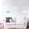 142 Wall Decal Clouds, Stars and Dots Set, Mint Green and Blue, 87 Pieces, 1500 x 840 mm view 3