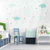 142 Wall Decal Clouds, Stars and Dots Set, Mint Green and Blue, 87 Pieces, 1500 x 840 mm view 4