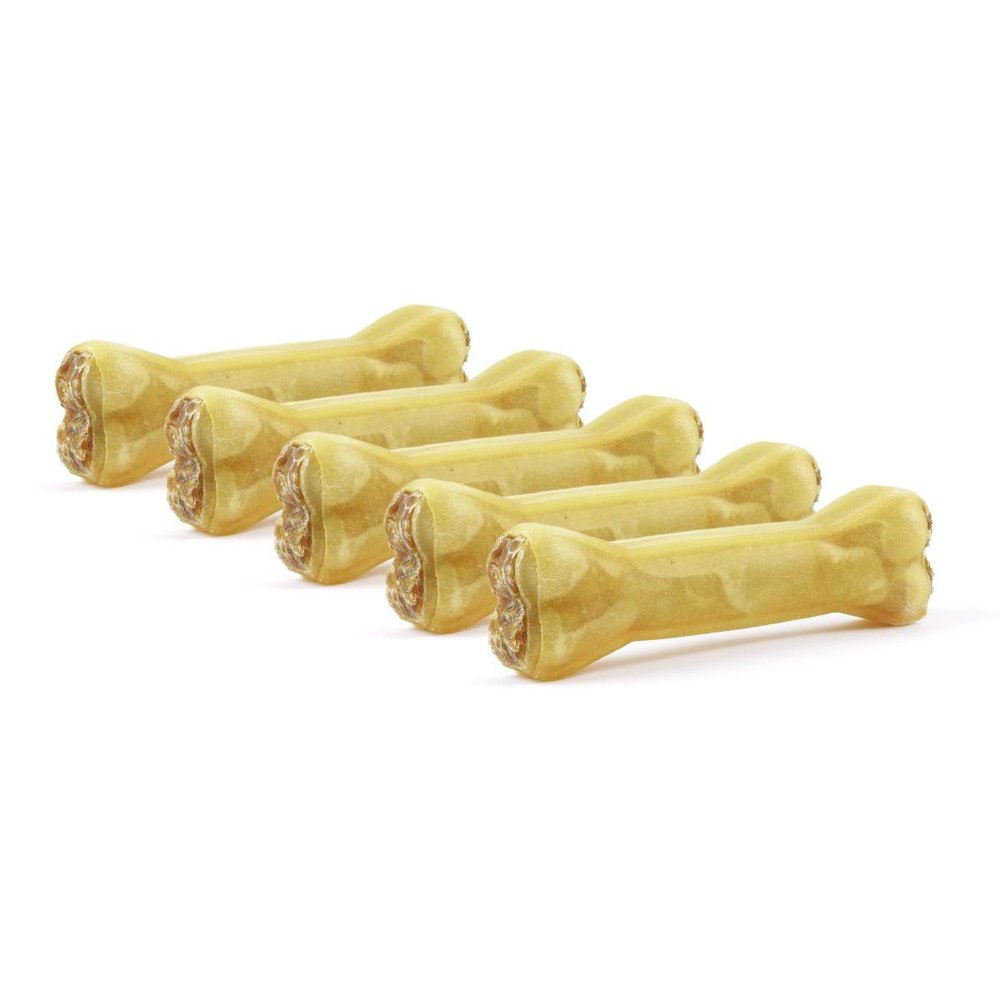 DOGBOSS 100% Natural Dog Chew Bones, Beef Rawhide with Lamb, 5 Pieces, 17 cm