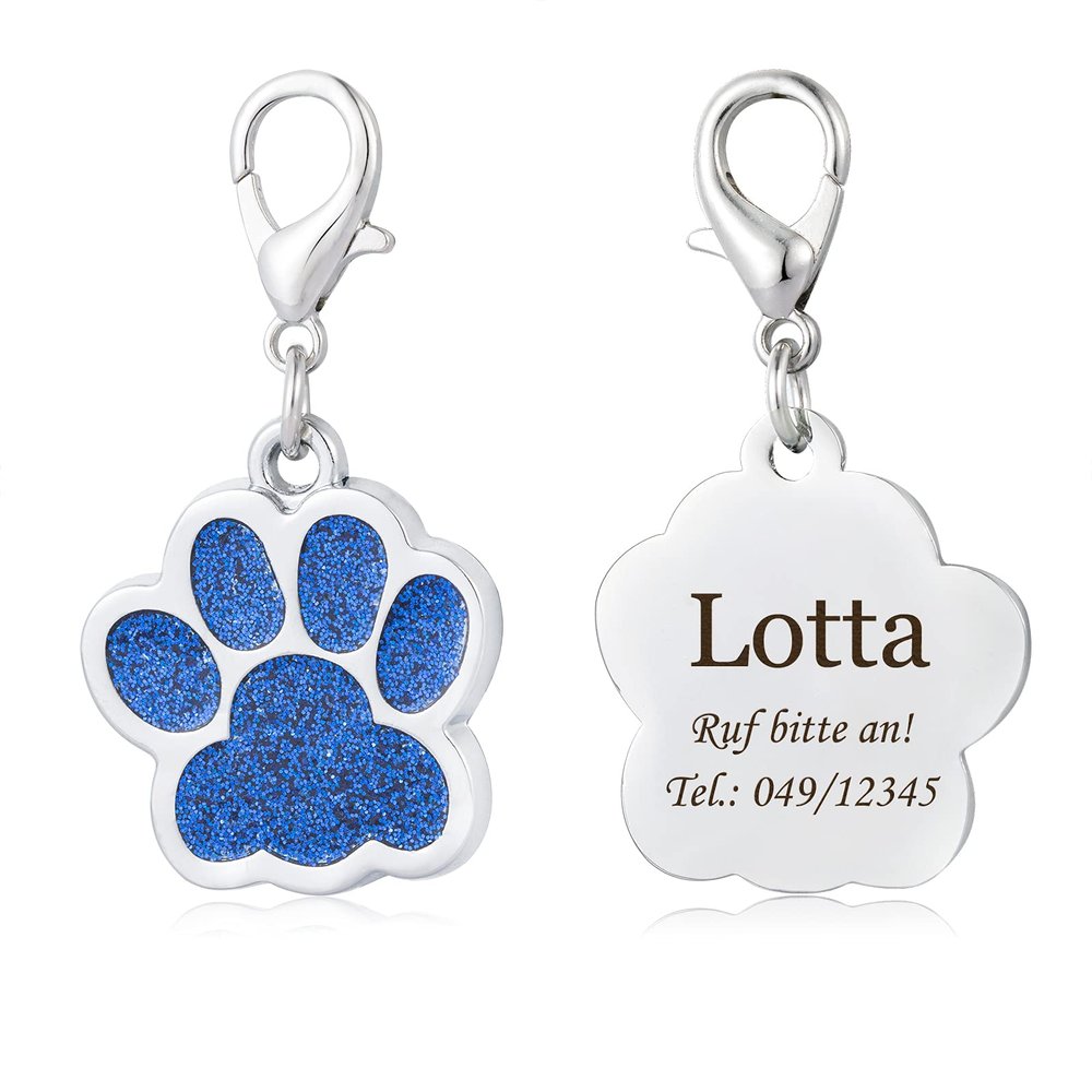 Paw Pet ID Tag with Engraving for Dogs and Cats