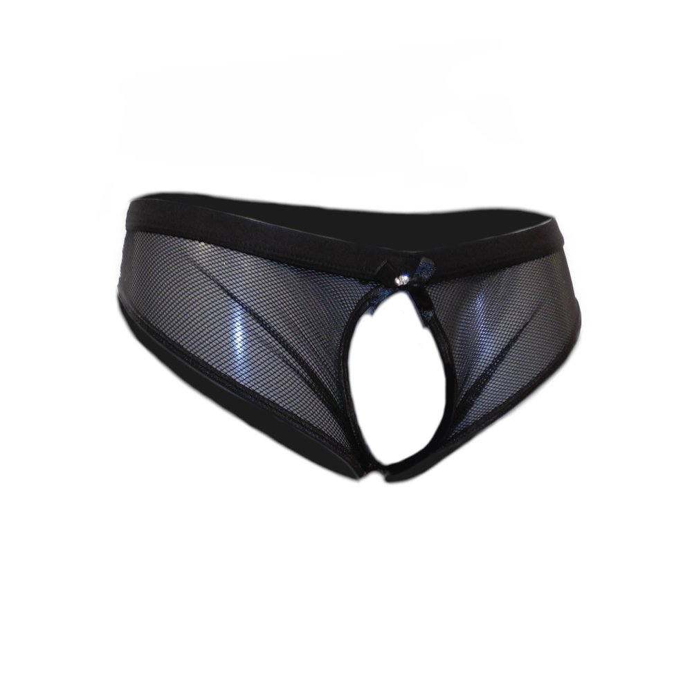 Red Mesh Open-Back Hipster Brief, Size M