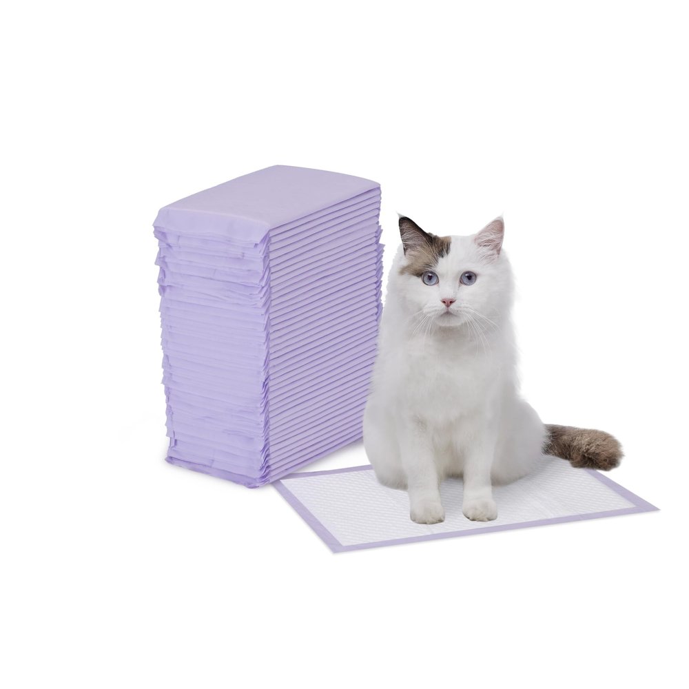 Amazon Basics 40-Pack Disposable Cat Litter Box Liners with Quick-Drying Surface, Purple, Unscented
