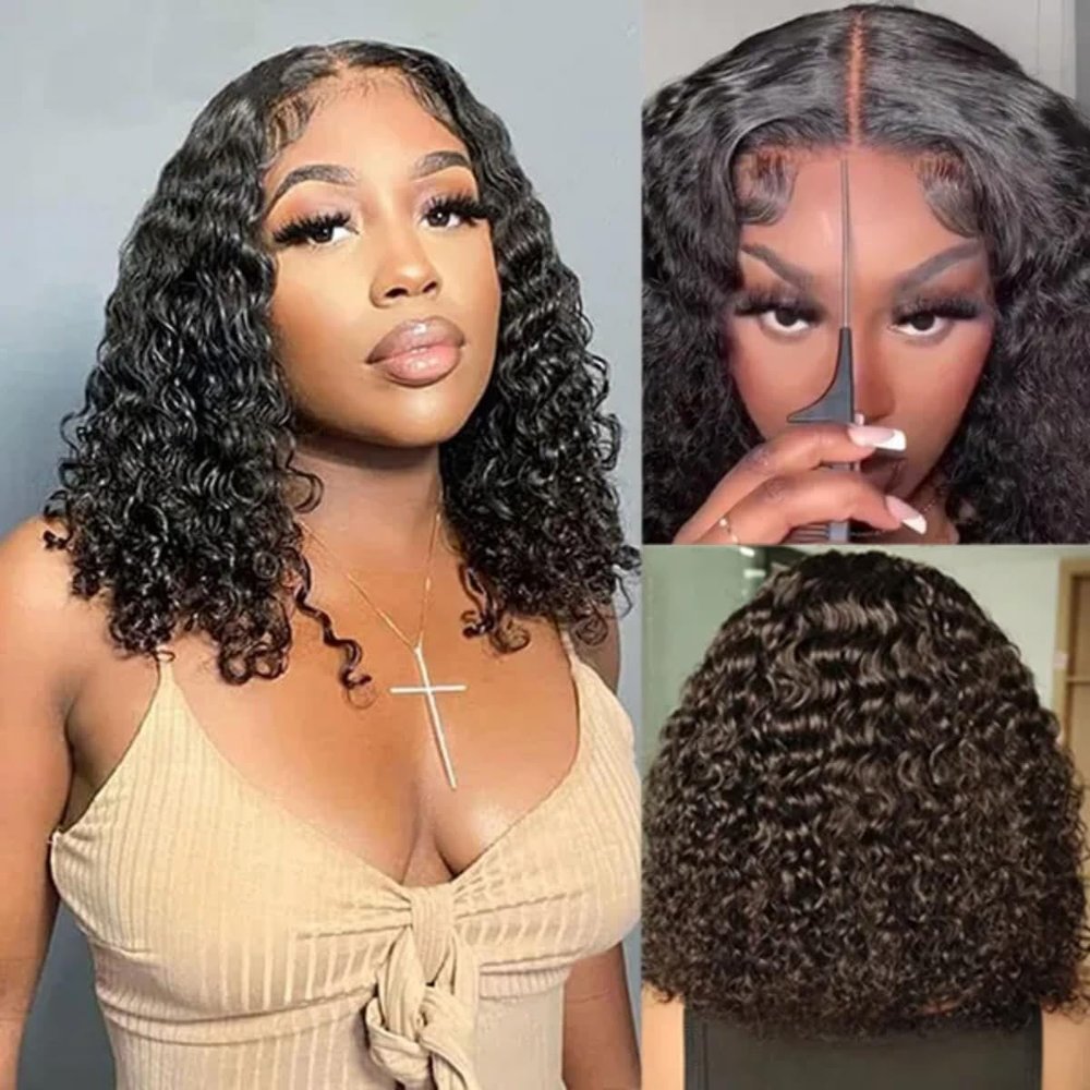 ISEE 150% Density Brazilian Human Hair Lace-Front Wig, Glueless, Black