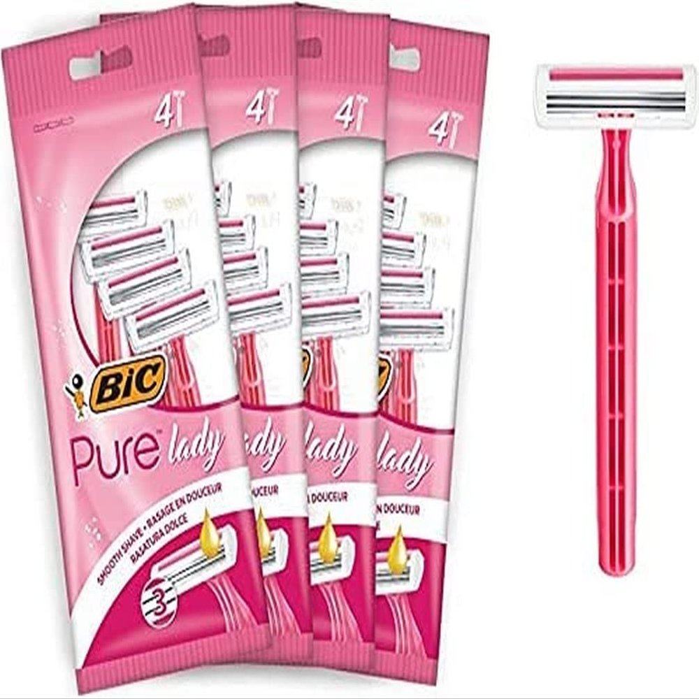 BIC Pure Lady Women's Razors, 16 Disposable Razors with 3 Blades Each, Vitamin E & Shea Butter