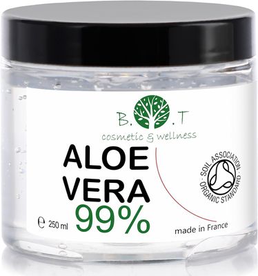 Organic Aloe Vera Gel, 100% Natural Moisturizer for Face, Body & Hair, 250 ml