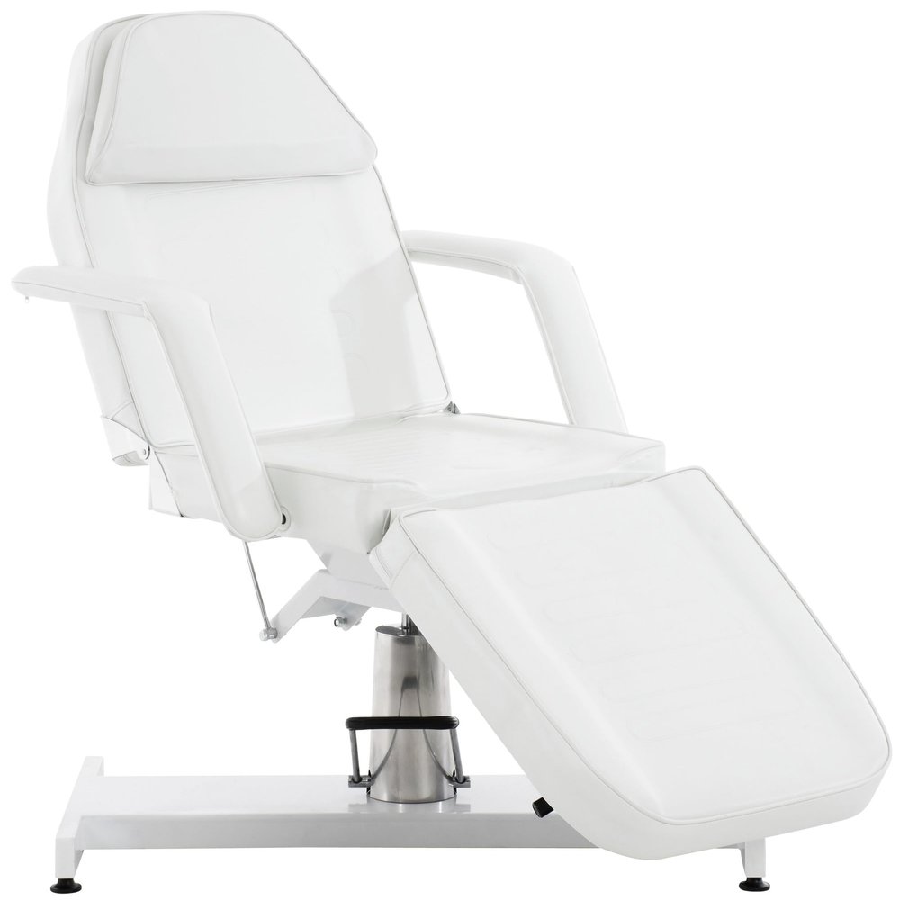 CLP Hydraulic Beauty Bed | Rotating Massage Bed with Synthetic Leather Upholstery, White