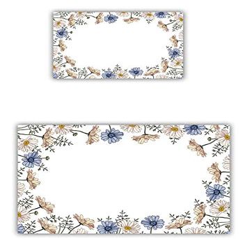 50x Blue Summer Flower Mix, 2 Sizes, Kosmetex Stickers for Bottles and Tins