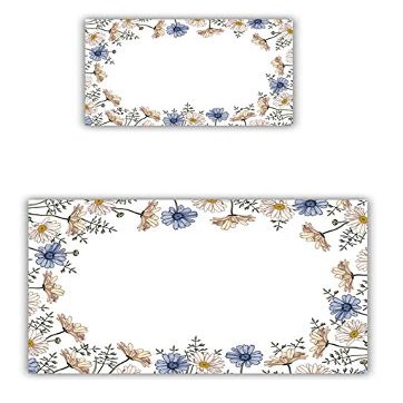 50x Blue Summer Flower Mix, 2 Sizes, Kosmetex Stickers for Bottles and Tins