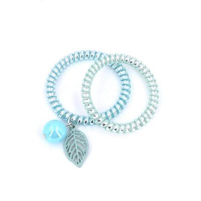 Twisted Phone-Cord Hair Ties, Blue, 2-Pack