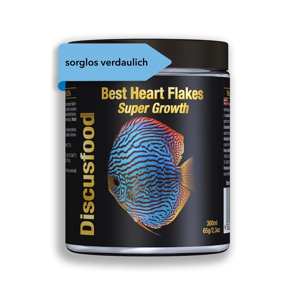 Premium Aquarium Fish Food 300 ml [For Growth & Vibrant Colors] - Best Heart Super Growth Flakes