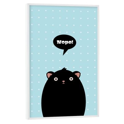 artboxONE Poster with White Frame, 30 x 20 cm, Cute Nope Monster Typography