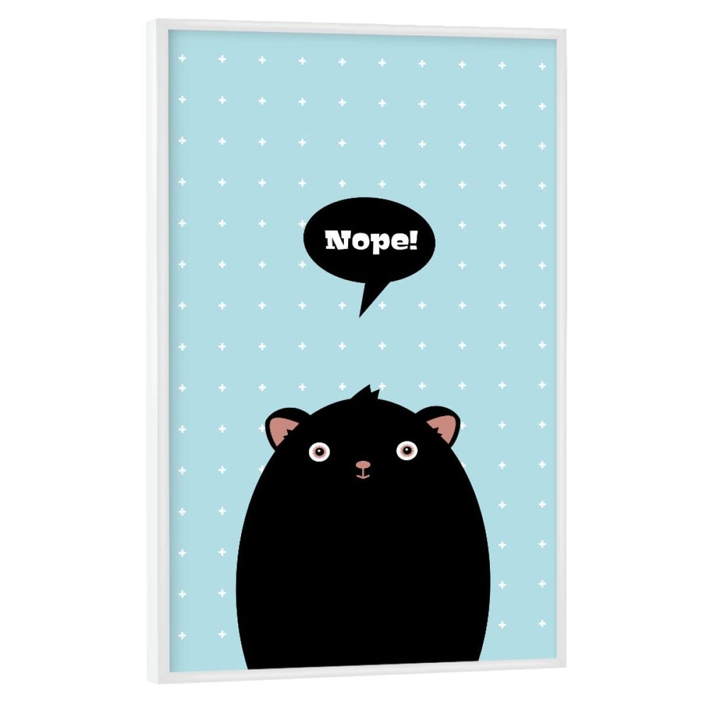 artboxONE Poster with White Frame, 30 x 20 cm, Cute Nope Monster Typography