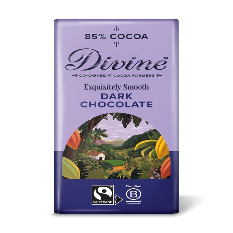 Divine 85% Dark Chocolate, 90 g Bar