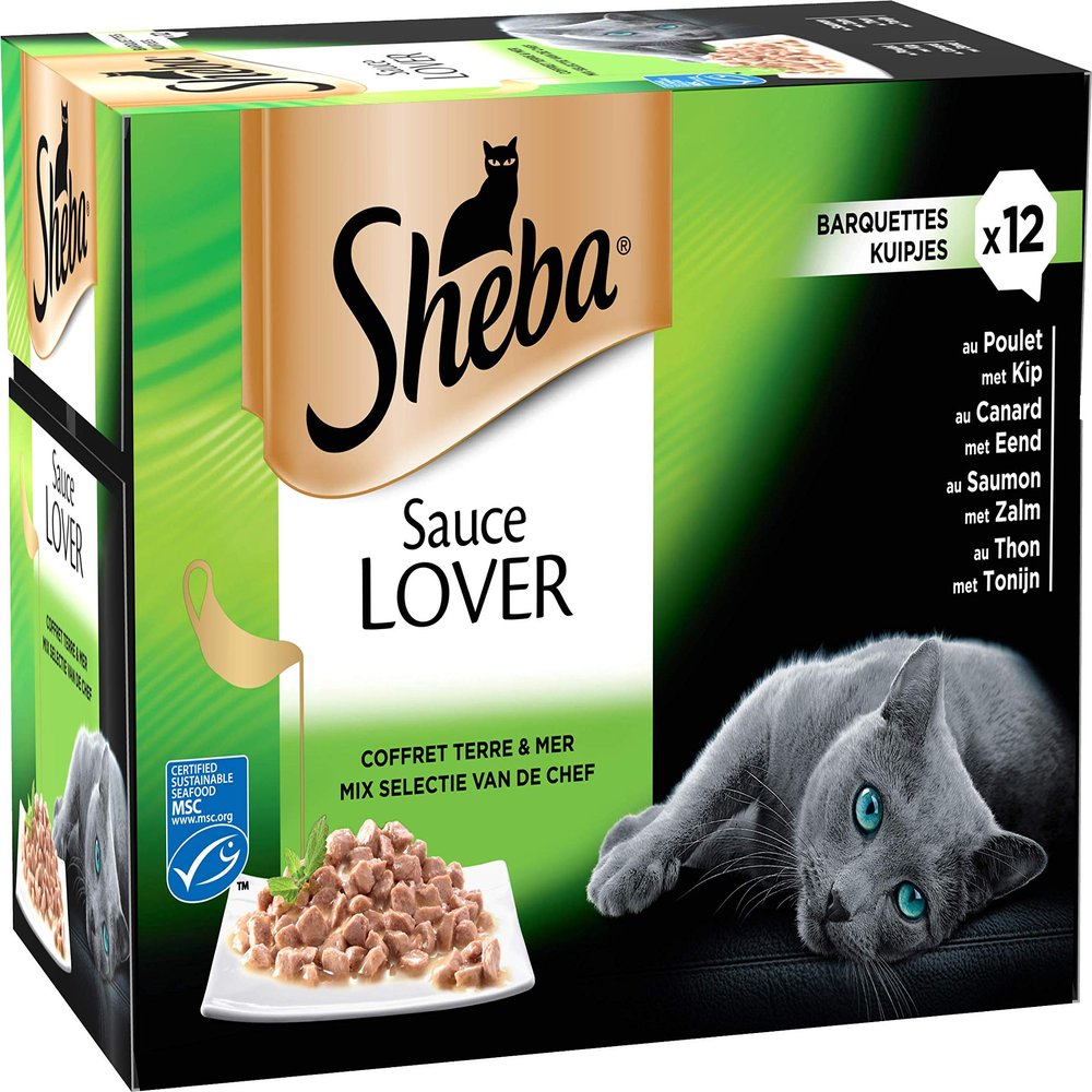 Sheba Sauce Lover Trays for Adult Cats, 72 x 85 g