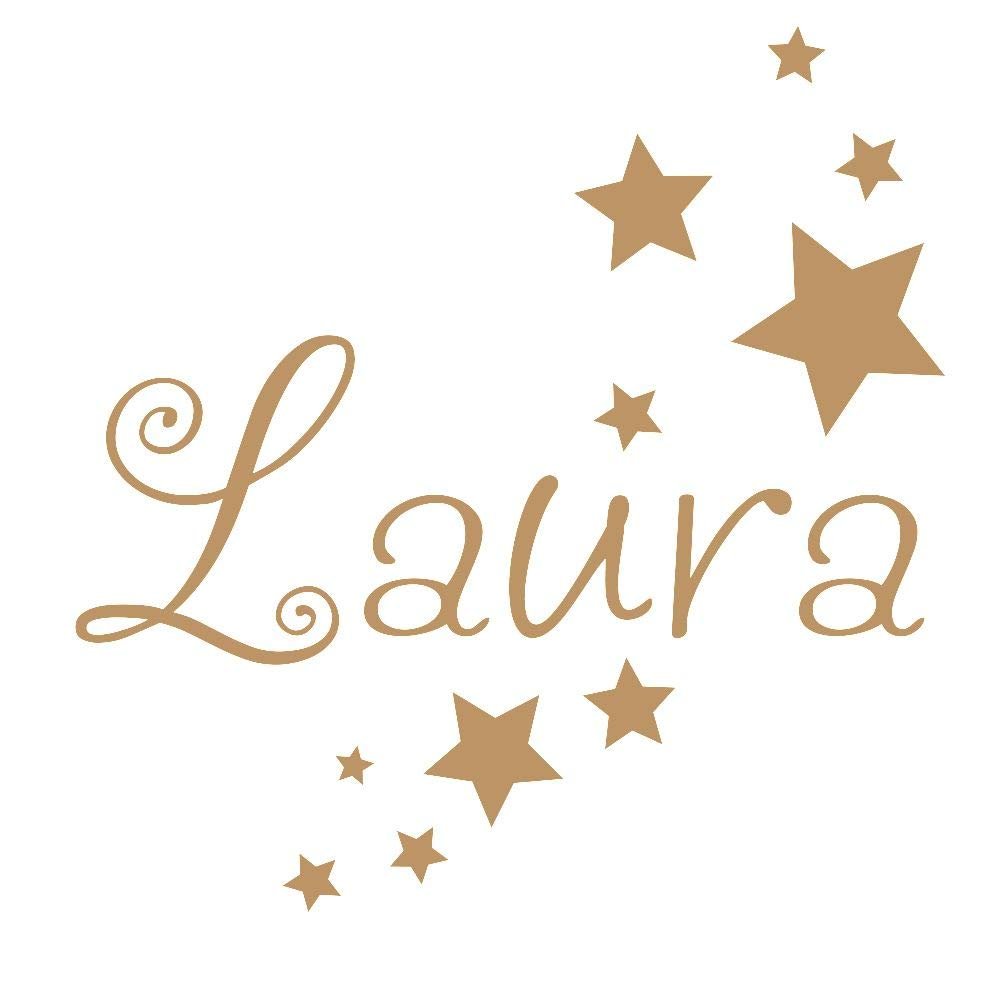 timalo Personalized Name and Stars Wall Decal for Kids, Light Brown, 20 cm, 10 Stars