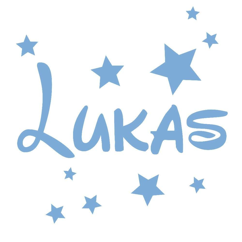 timalo Personalized Name Wall Decal for Children with Stars, Light Blue, 40 cm, 20 Stars