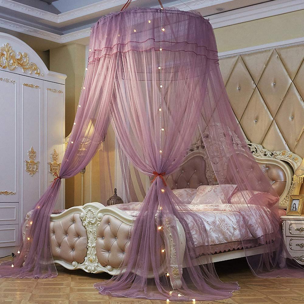 KongEU Romantic Elegant Princess Lace Dome Mosquito Net Bed Canopy Curtain for Indoor and Outdoor Use